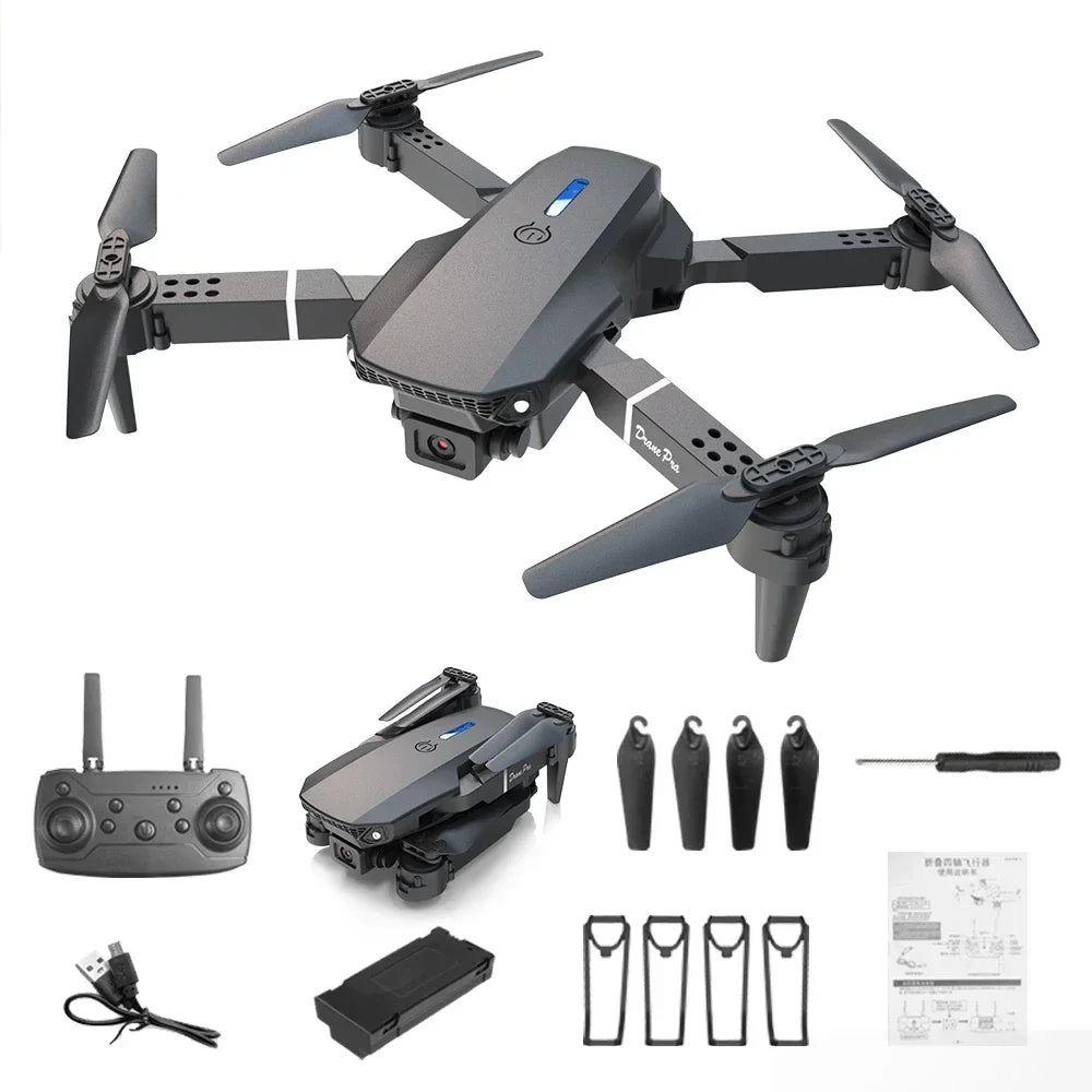 E88 Mini Foldable 4K HD Drone with Camera – WiFi FPV Quadcopter Toy with Remote Control for Kids & Beginners