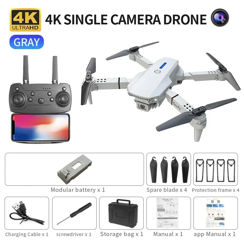 E88 Mini Foldable 4K HD Drone with Camera – WiFi FPV Quadcopter Toy with Remote Control for Kids & Beginners