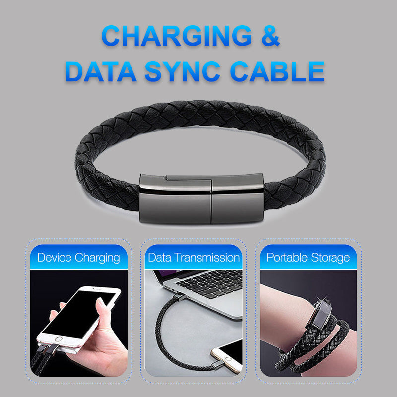 Bracelet USB Charging Cable – Stylish Wearable Charger for iPhone, Type-C & Micro USB Devices