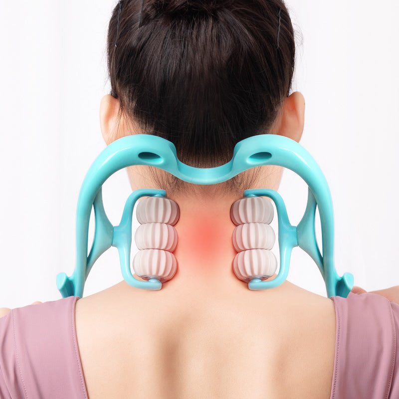 Manual 6-Wheel Neck Massager – Handheld Roller Tool for Pain Relief, Relaxation & Muscle Recovery