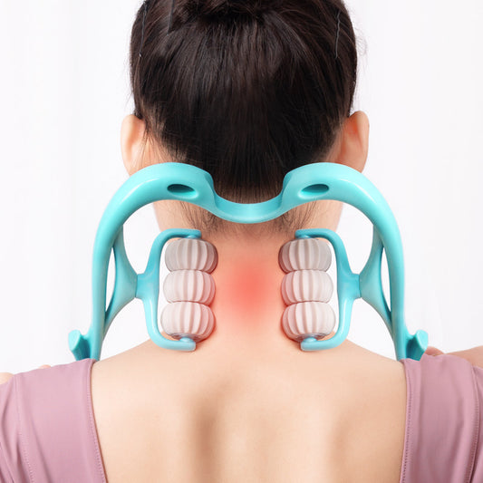 Manual 6-Wheel Neck Massager – Handheld Roller Tool for Pain Relief, Relaxation & Muscle Recovery