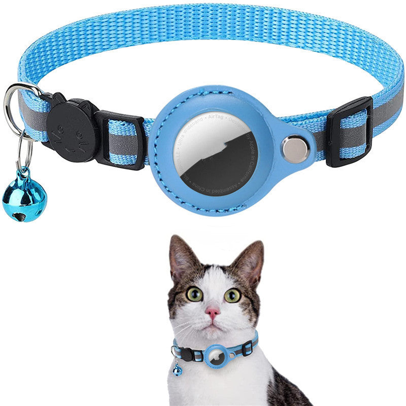 Reflective Pet Collar with Waterproof AirTag Holder – Nylon GPS Tracker Cover for Dogs & Cats