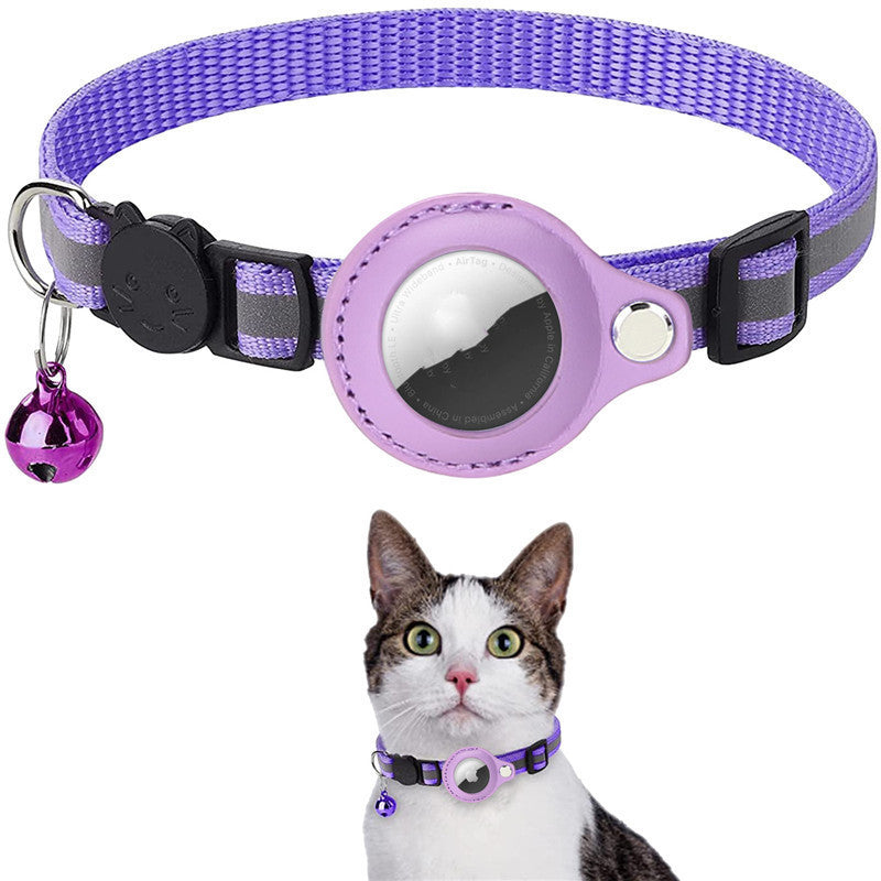 Reflective Pet Collar with Waterproof AirTag Holder – Nylon GPS Tracker Cover for Dogs & Cats