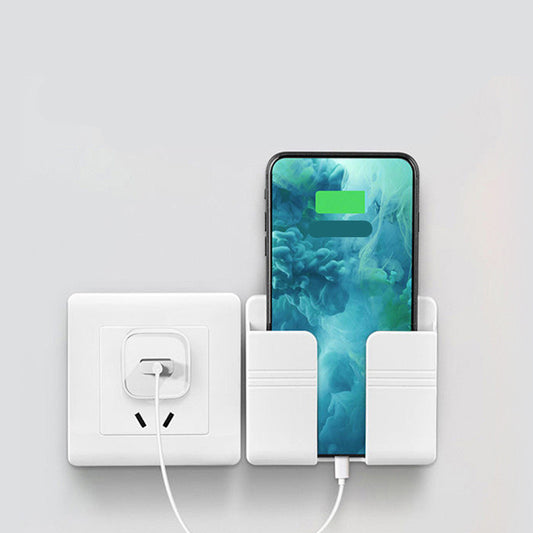 Wall-Mounted Phone Charging Holder – Punch-Free Sticky Storage Rack for Cables & Mobile Devices