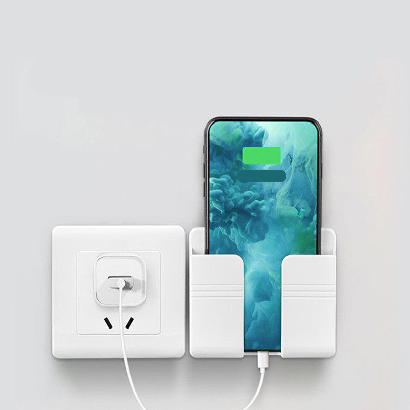 Wall-Mounted Phone Charging Holder – Punch-Free Sticky Storage Rack for Cables & Mobile Devices