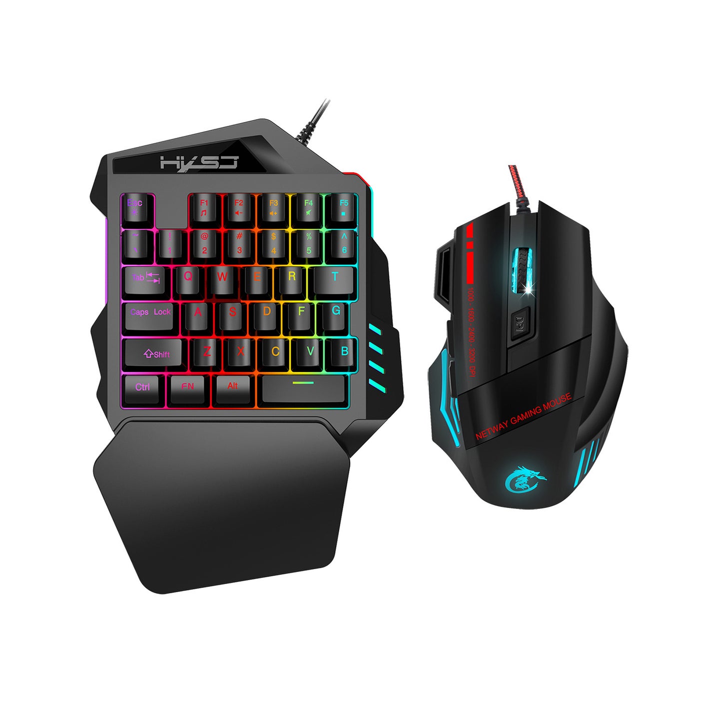 Colorful One-Handed Gaming Keyboard – RGB Backlit, Ergonomic & Compact Design for PC Gamers