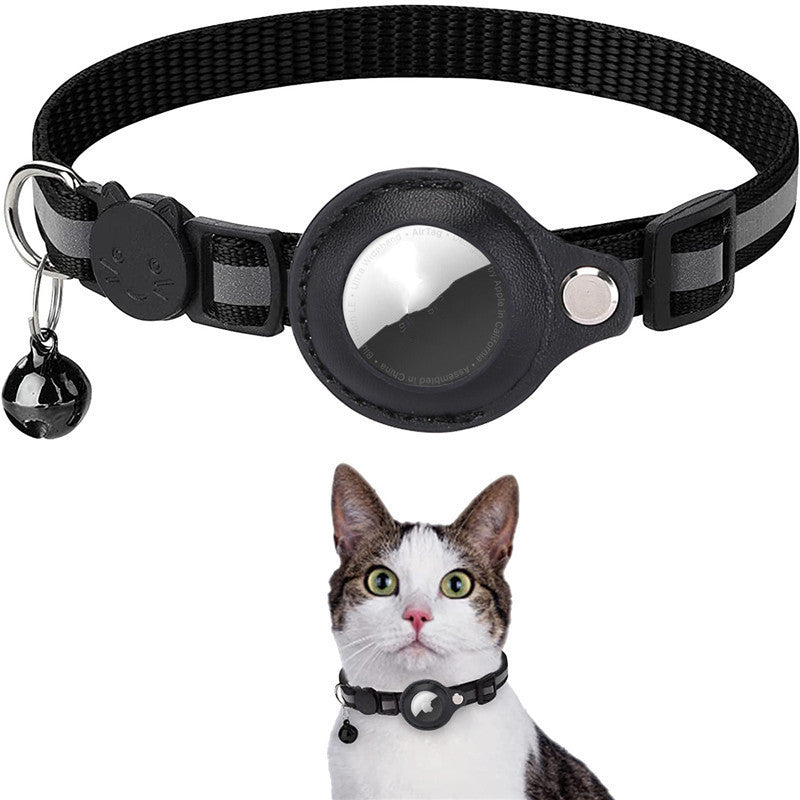 Reflective Pet Collar with Waterproof AirTag Holder – Nylon GPS Tracker Cover for Dogs & Cats