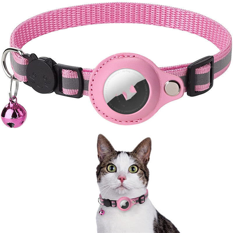 Reflective Pet Collar with Waterproof AirTag Holder – Nylon GPS Tracker Cover for Dogs & Cats