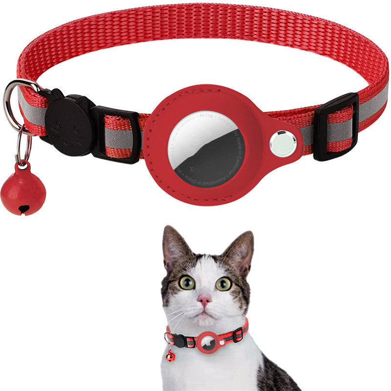 Reflective Pet Collar with Waterproof AirTag Holder – Nylon GPS Tracker Cover for Dogs & Cats