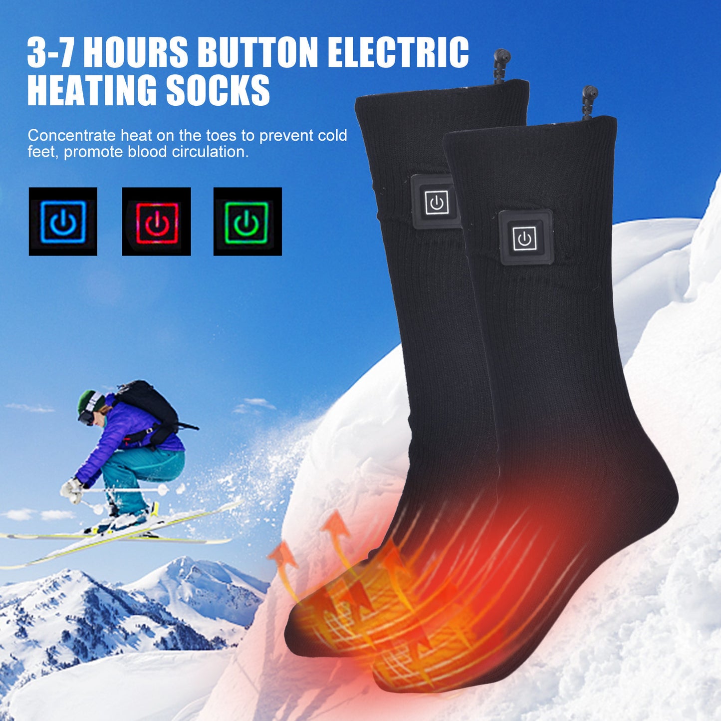 lectric Heated Thermal Socks – Long Tube, USB Rechargeable, Winter Warmth for Outdoor & Indoor Use