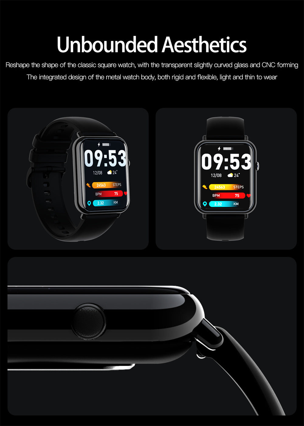Smartwatch with Heart Rate, Body Temp, Blood Pressure & 25 Sport Modes – Long Battery & Sleek Design