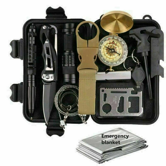 14-in-1 Survival Kit – Tactical Outdoor Emergency Gear Set for Camping, Hiking & Adventures