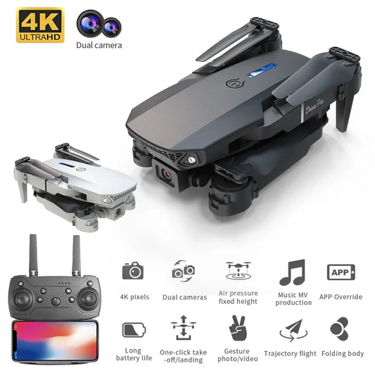 E88 Mini Foldable 4K HD Drone with Camera – WiFi FPV Quadcopter Toy with Remote Control for Kids & Beginners