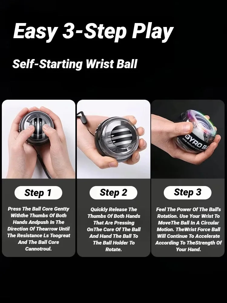 Gyroball Wrist & Forearm Exerciser – Powerball Hand Strength Trainer for Muscle Building & Rehab