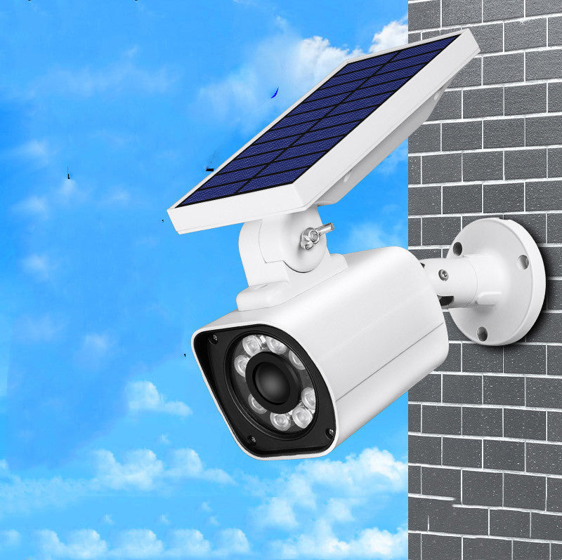 Solar-Powered Dummy Security Camera with LED Spotlight – Motion Sensor Outdoor Light for Courtyard & Home Safety