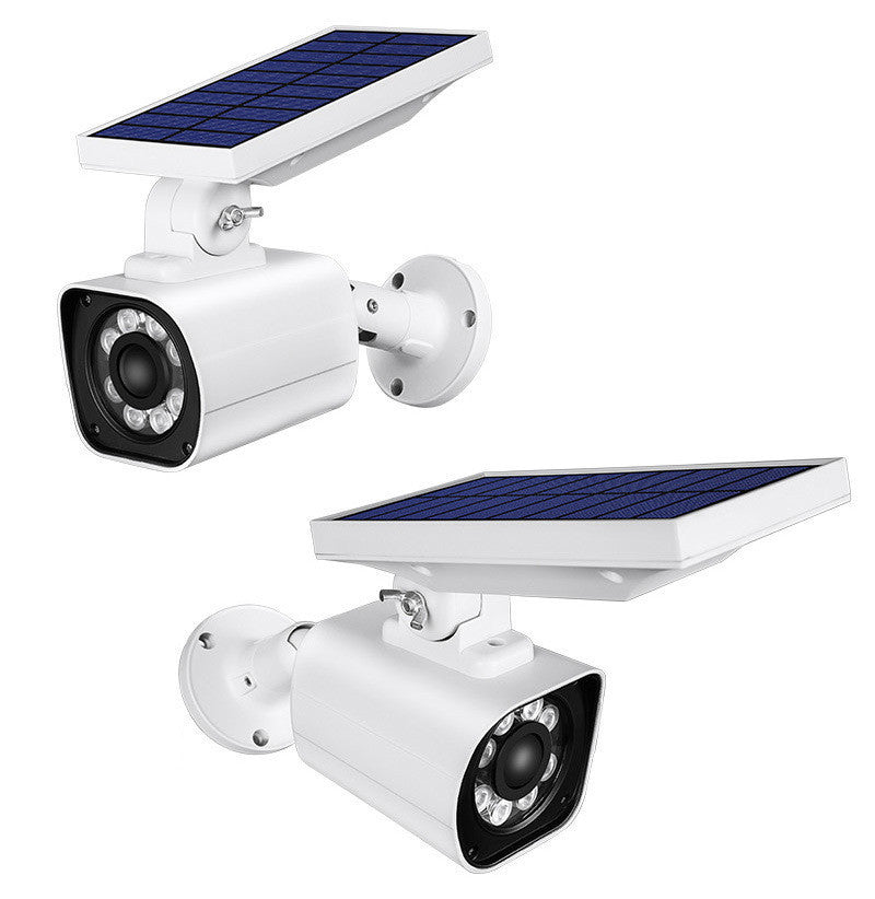 Solar-Powered Dummy Security Camera with LED Spotlight – Motion Sensor Outdoor Light for Courtyard & Home Safety