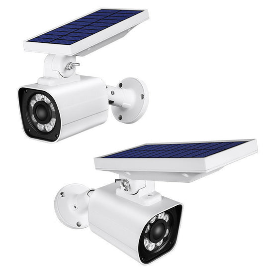 Solar-Powered Dummy Security Camera with LED Spotlight – Motion Sensor Outdoor Light for Courtyard & Home Safety