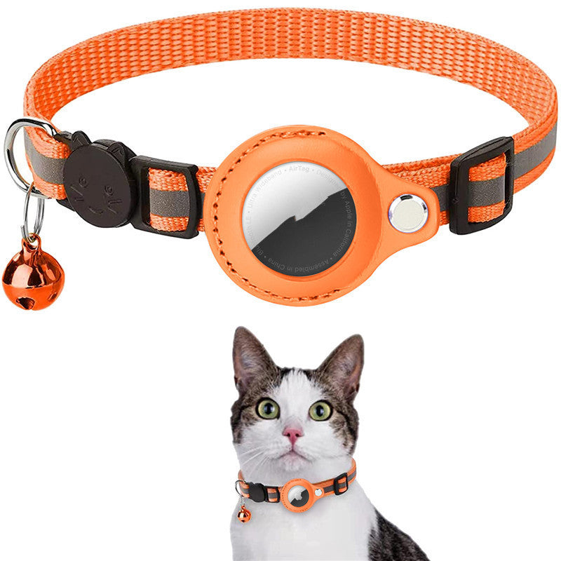 Reflective Pet Collar with Waterproof AirTag Holder – Nylon GPS Tracker Cover for Dogs & Cats